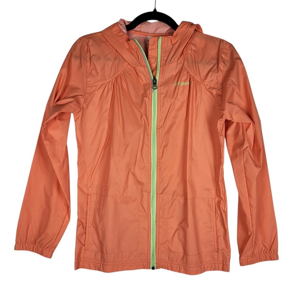 2 for $15 Columbia Wind Breaker Jacket Kids Girl Peach 14/16 Full Zip Hooded